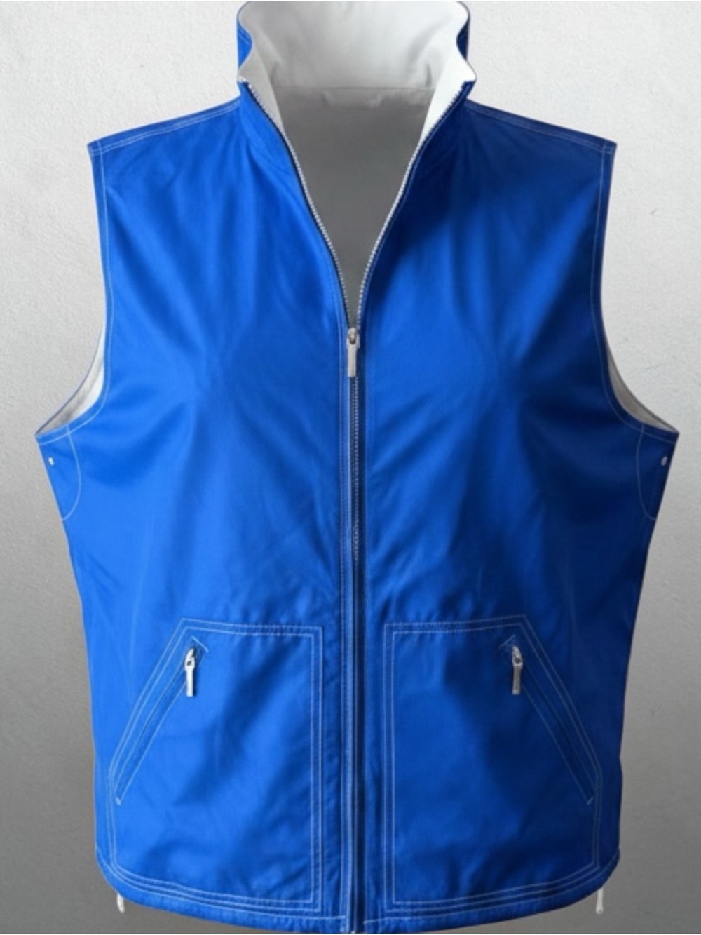 Vintage Ralph Lauren Reversible Windbreaker  Blue White Zip Front Size L